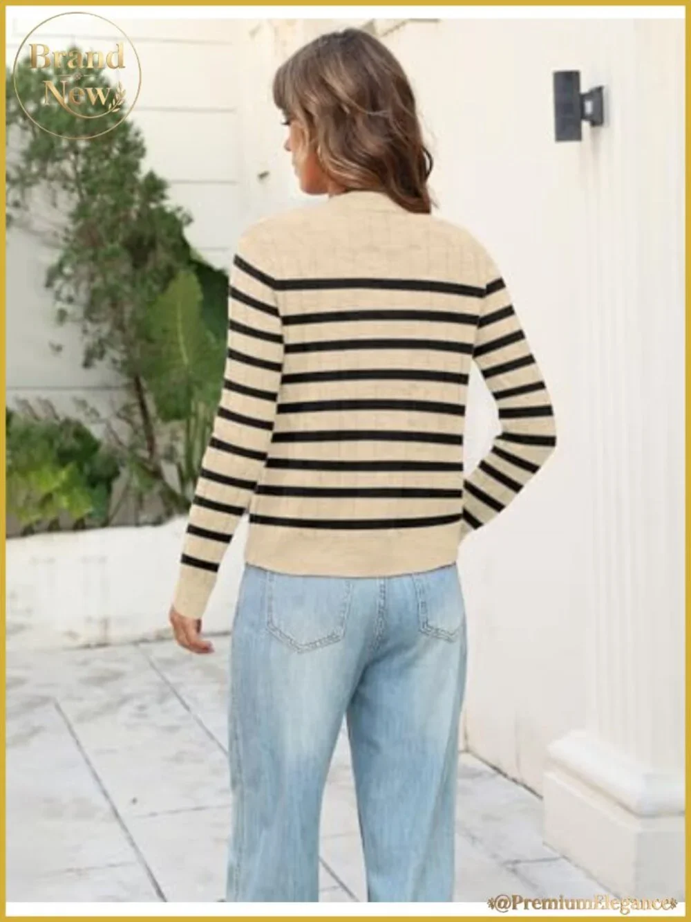 Women's Cable Knit Cardigan Long Sleeve Crewneck Button Down Sweater